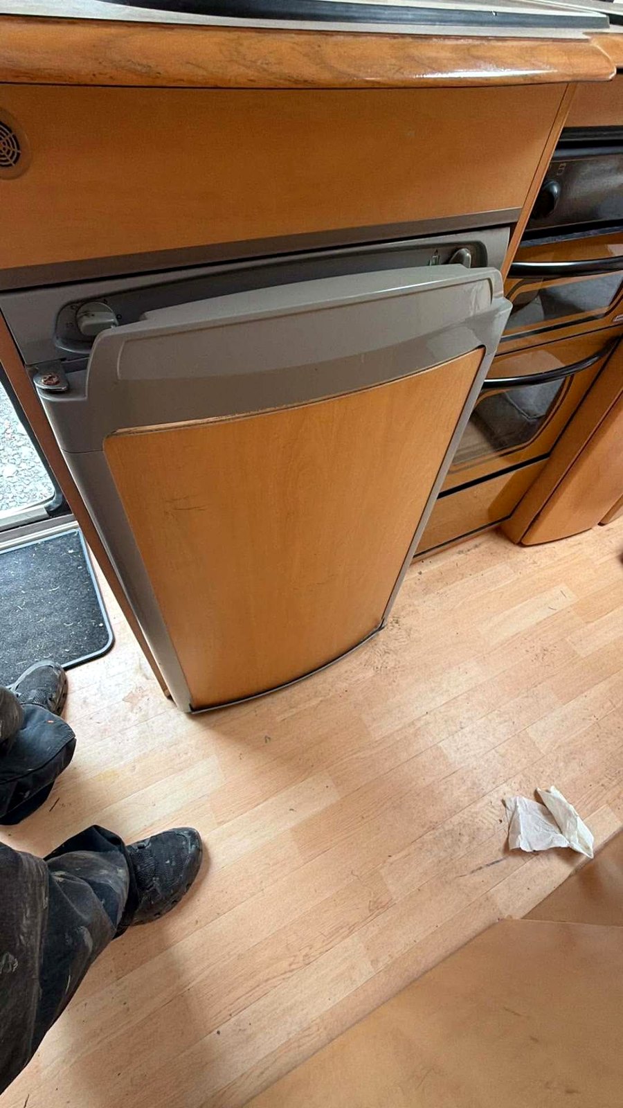 Caravan fridge removed and ready for collection